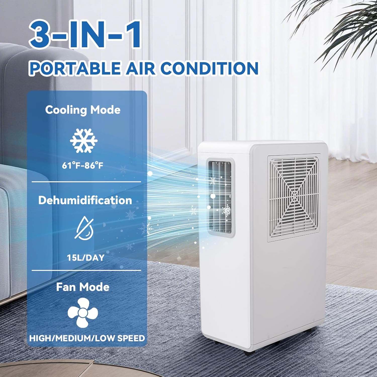 Energy Efficient Portable Air Cooler, Low Cost Portable AC Alternative & Dehumidifier, 38/44dB(A) Quiet, Smart Air Conditioner for Room Indoor/Outdoor