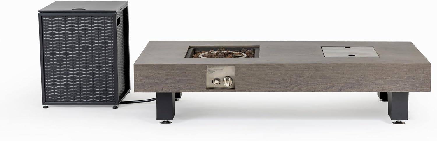 54 Inches Fire Pit with Bucket Design – Natural Wood Outdoor Fireplace for, Backyard, and Camping – Durable & (1 Doors)