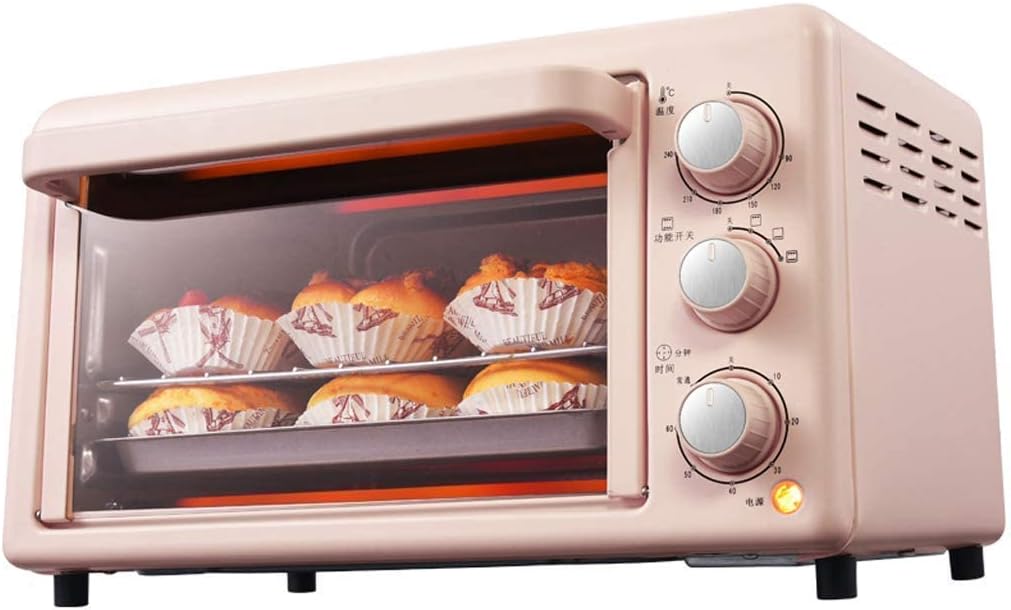 19L Mini Oven Adjustable Temperature 0-240 ℃ and 60 Minutes Timer 3 Heating Modes Home Baking Cake Barbecue Electric Oven Double Baking Position Toughened Glass Door 1200W Commodity Cod Aestheti