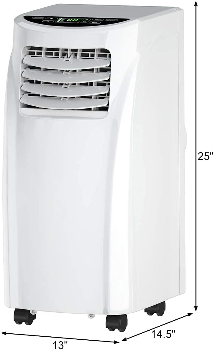 GOFLAME Portable Air Conditioner, 8000 BTU Conditioner Unit with Remote Control Dehumidifier Function, 4 Caster Wheel, Sleep Mode and 2 Fan Speed, Quiet AC window for rooms White