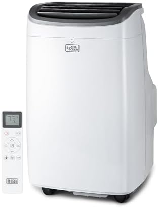 BLACK+DECKER Portable Air Conditioner, 10,000 BTU (6,300 BTU SACC) for Rooms up to 450 Sq. Ft., Portable AC with Follow Me Remote Control and Window Kit, BPACT10WT, White