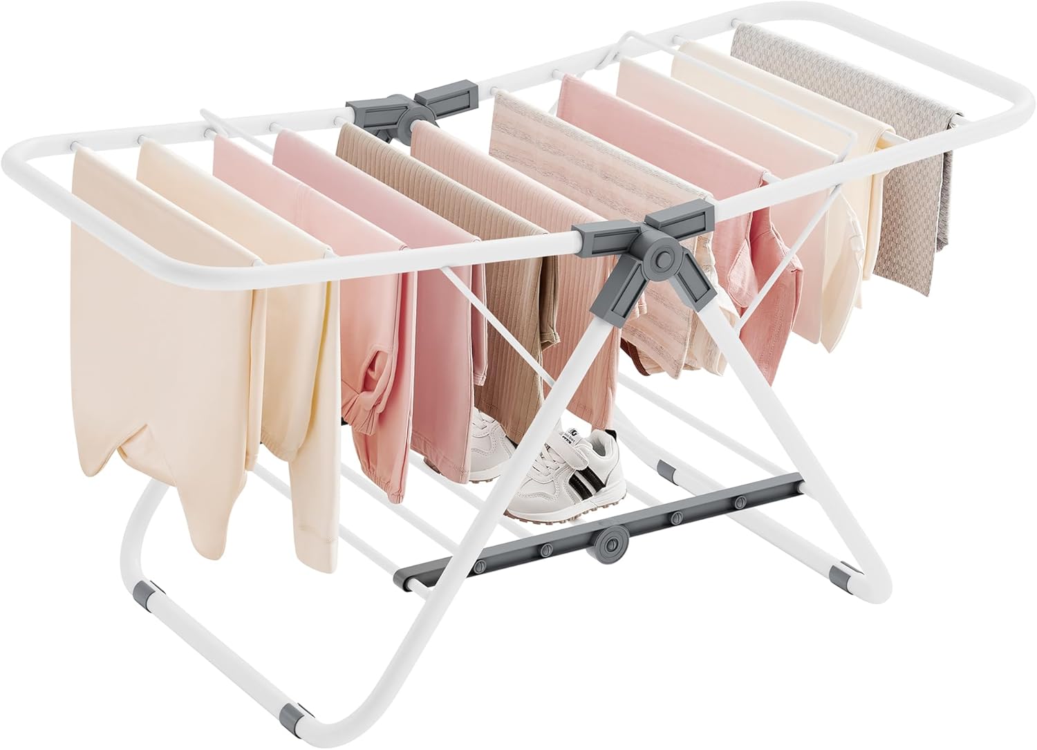 SONGMICS Small Clothes Drying Rack, Foldable 2-Level Laundry Drying Rack, Space-Saving, for Small Clothes, Towels, Bathroom, Balcony, 17.3 x 39.8 x 19.7 Inches, Cloud White ULLR504W01