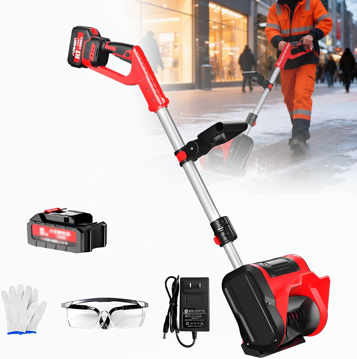 Cordless Snow Shovel,Handheld Electric Snow Blower with Removable Battery and Charger,with Battery&Charger Included, for Patio, Playground, Farm Onebattery-3000mAh