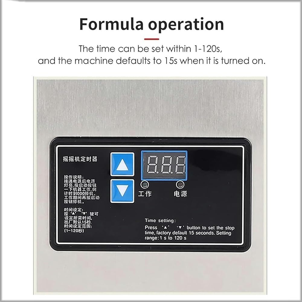 Stainless Steel Double Station Auto Control Mixer Blender,Bubble Boba Milk Tea Shaker Machine, with 2pcs 750ml Stainless Steel Cups and 2pcs 700ml Plastic Cups,