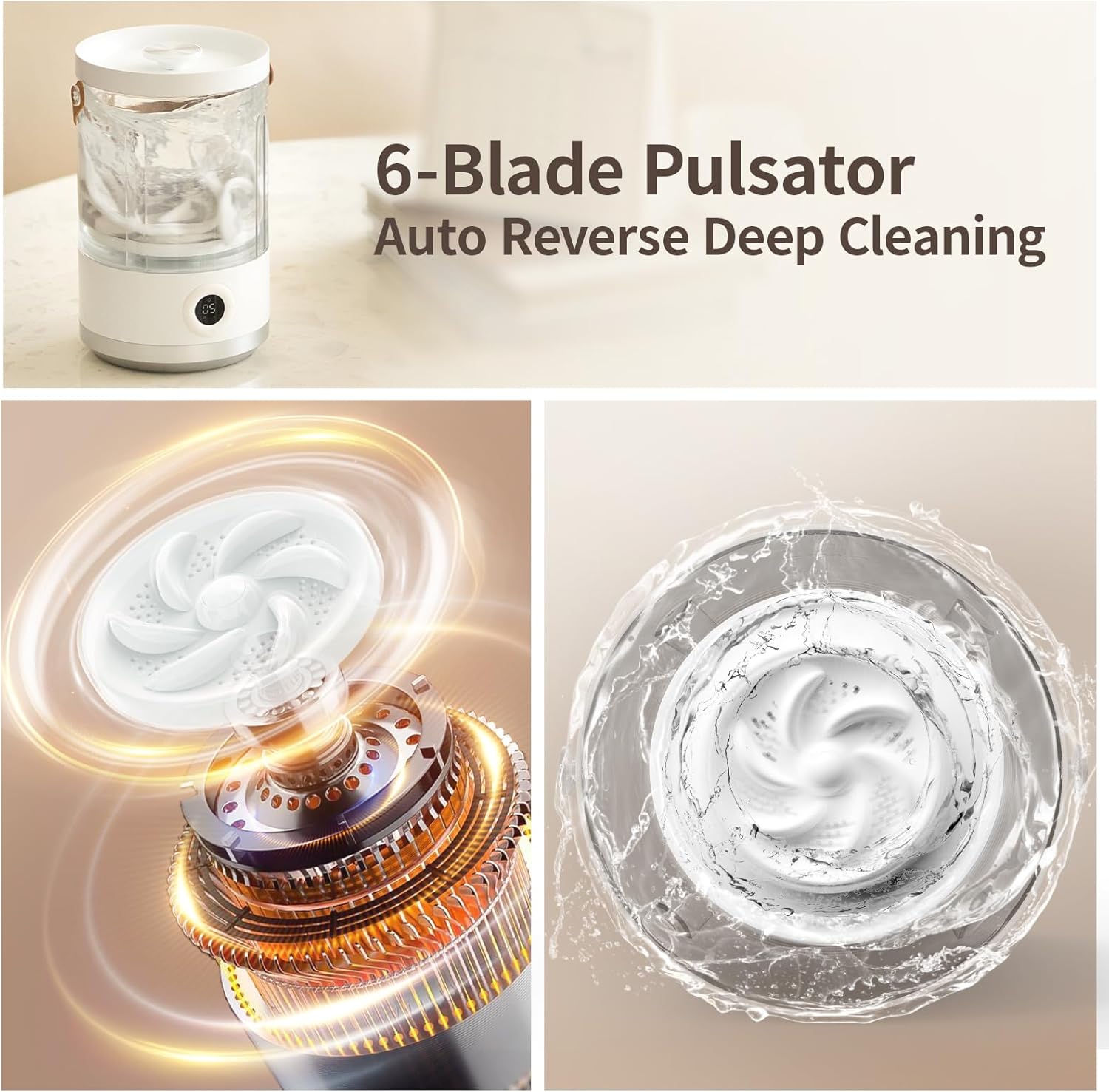 Asa Vea Portable Mini Washing Machine – Compact Small Washer for Underwear, Socks, Baby Clothes – Rechargeable Travel Washing Machine with 5/15 Min Modes, Type-C Charging