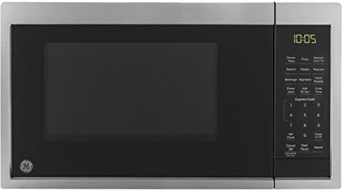 GE Countertop Microwave Oven | 0.9 Cubic Feet Capacity, 900 Watts | Kitchen Essentials for the Countertop or Dorm Room | Stainless Steel