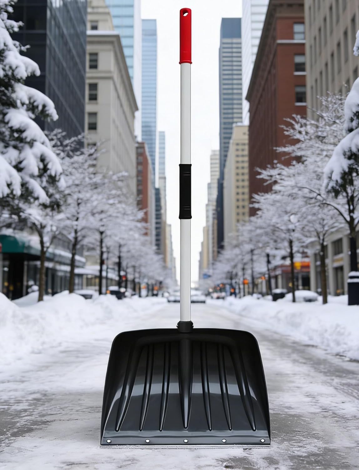 Winter Snow Removal Tool, Heavy Duty Push Board Shovel with Long Steel Handle for Driveway, Garden, and Farm Use