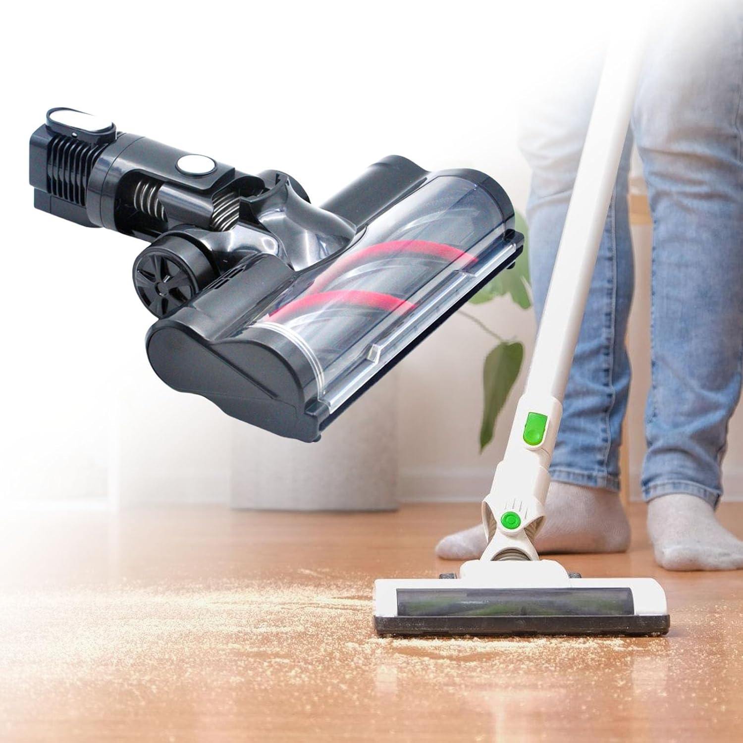 Ergonomic Vacuum Brush Head for Pet Hair Removal Carpet and Hard Floor Assembly Replacement Accessories Flexible Corner