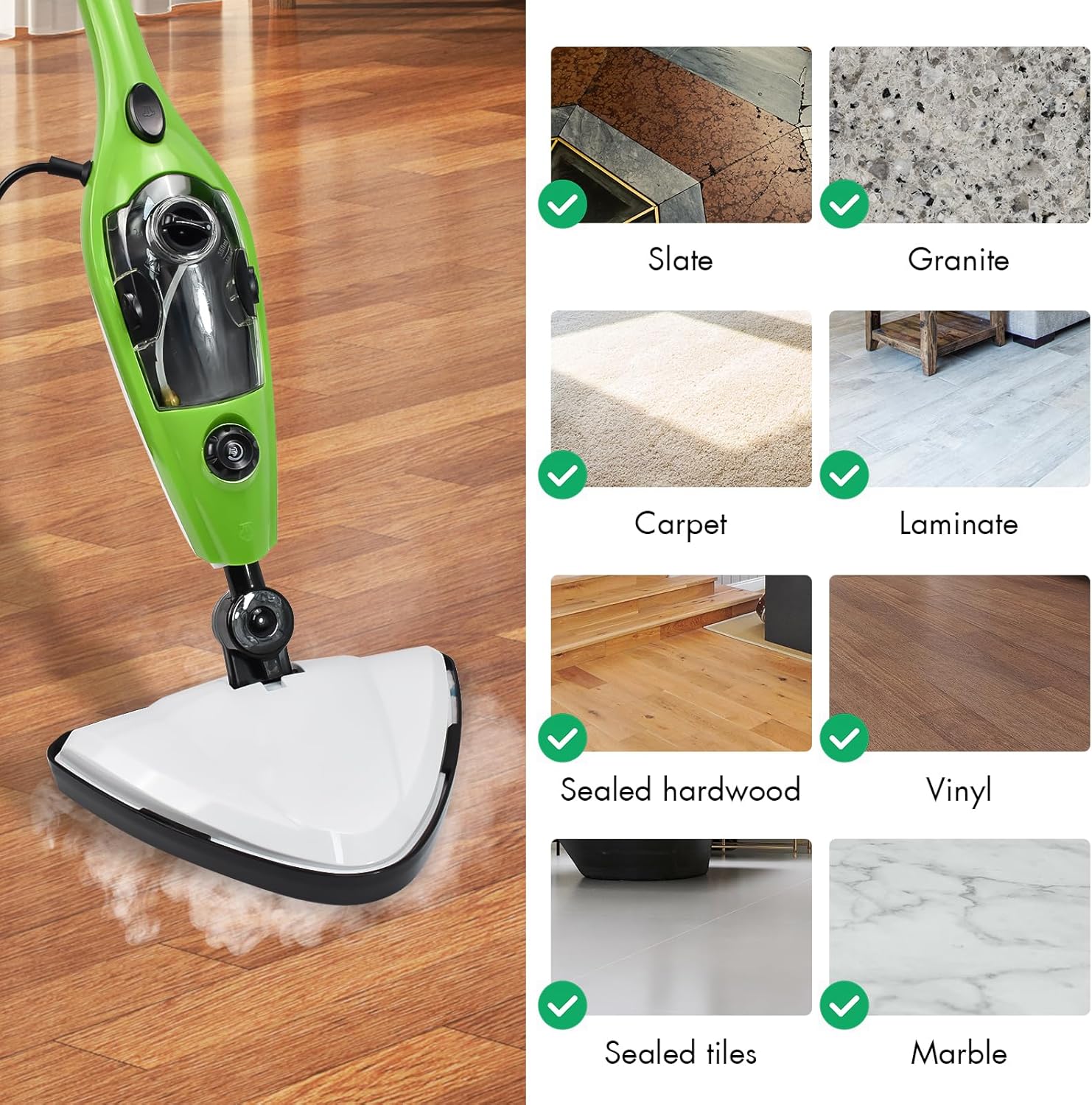 iMeshbean 10-in-1 Steam Mop, Floor Steamer, Carpet Steam Cleaner, Handheld Steam Cleaner for Laminate, Hardwood, Tile, Floor, Carpet Cleaning