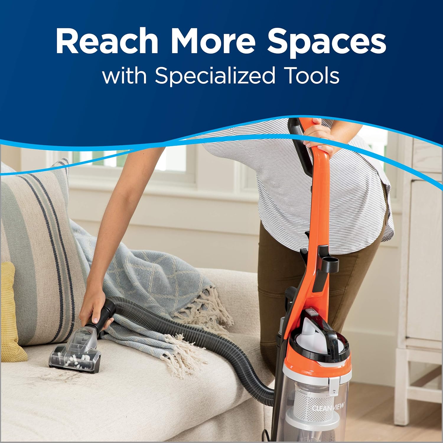 BISSELL 2486 CleanView Bagless Vacuum, Powerful Multi Cyclonic System, Large Capacity Dirt Tank, Specialized Pet Tools, Easy Empty , Orange