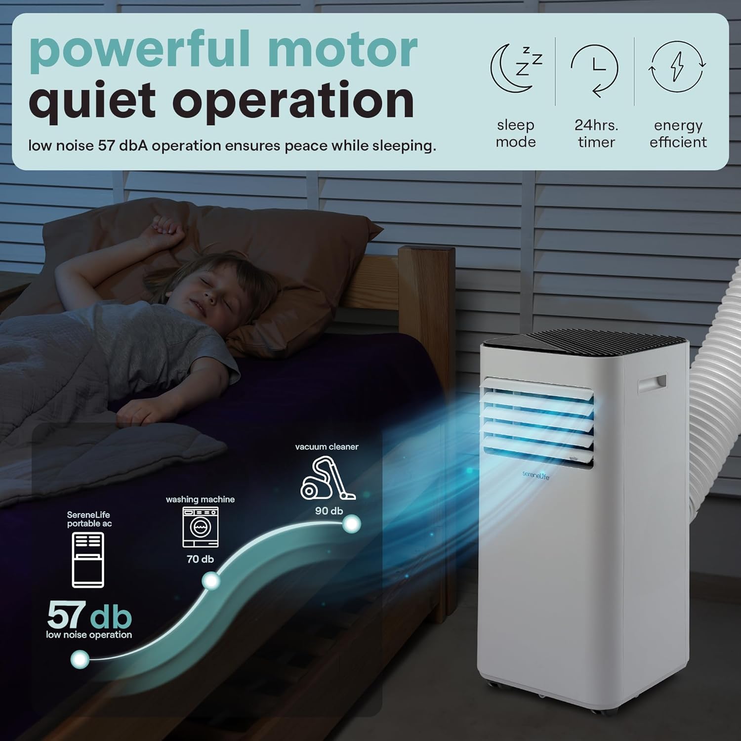 SereneLife Portable Room Air Conditioner – 10,000 BTU Compact Home A/C Unit with Dehumidifier & Fan Modes, Metal Control Box, Rotary Compressor, LED Display, Easy Setup, Includes Window Mount Kit