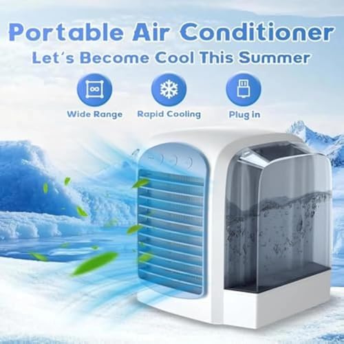 2025 Breeze Box 4-in-1 Portable Air Conditioner - Upgraded Ultra-Quiet AC with Ice Mist Technology, 3 Speeds, 380ml Tank, Ideal for Bedroom, Office, Home, Travel (Pink)