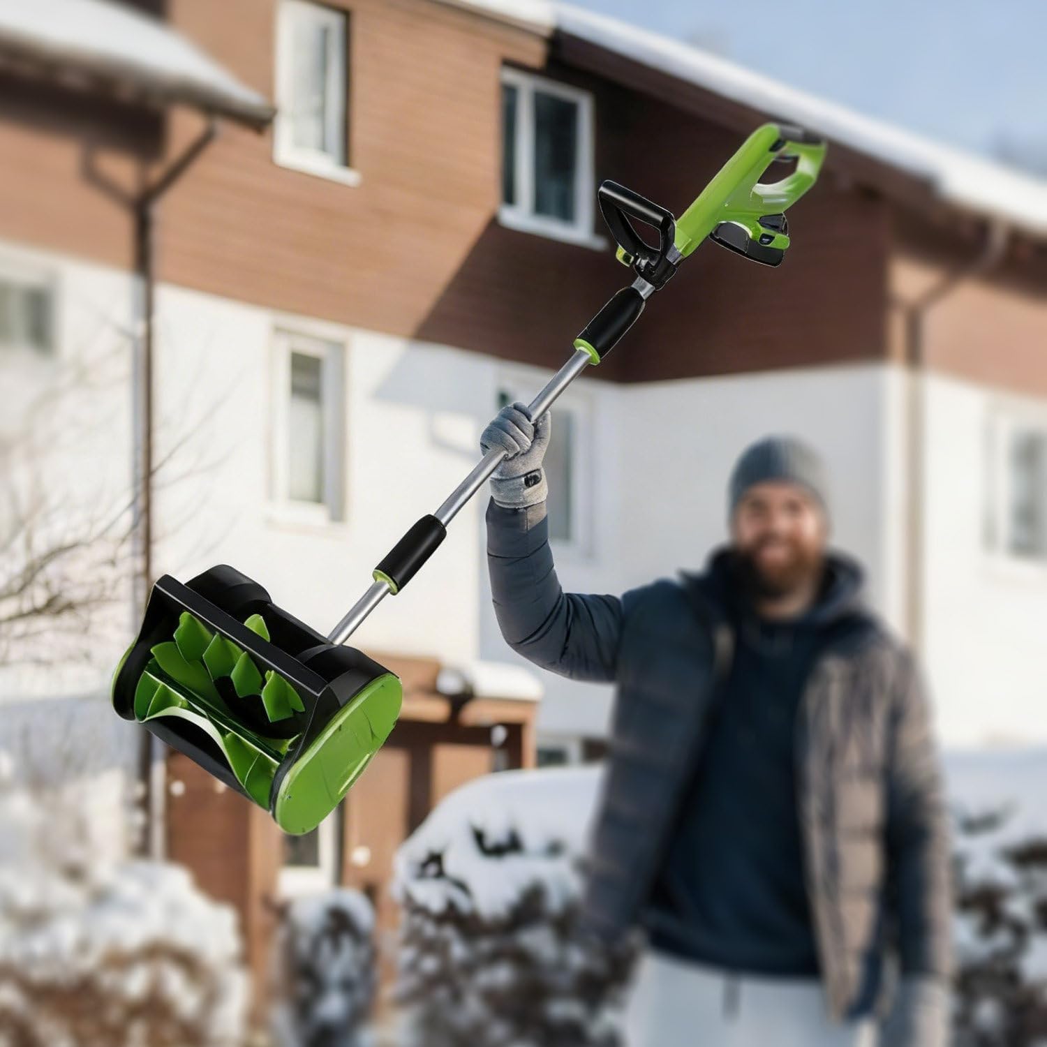 300lb/min Cordless Snow Shovel, 20V Electric Snow Blower with Cast Iron Body, 4Ah Battery & Charger, Adjustable Handle for Driveway/Patio/Residential Use