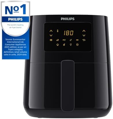 Philips Essential Airfryer XL 2.65lb/6.2L Capacity Digital Airfryer with Rapid Air Technology, Starfish Design, Easy Clean Basket, Black, (HD9270/91)