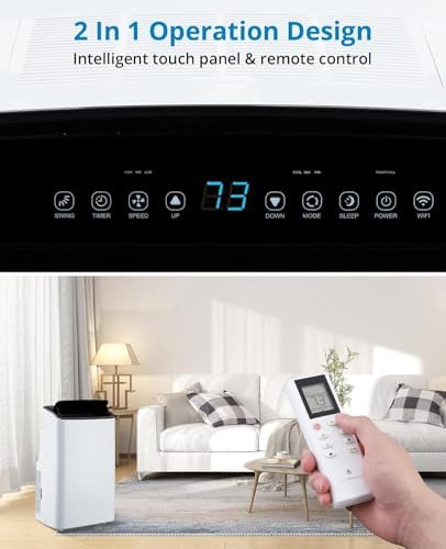 14,000 BTUs Portable Air Conditioner, 3-IN-1 Energy Efficient AC Unit with Remote Control & Installation Kits, Cools Up to 700 Sq.Ft, for Large Room, Campervan, Office, Temporary Space