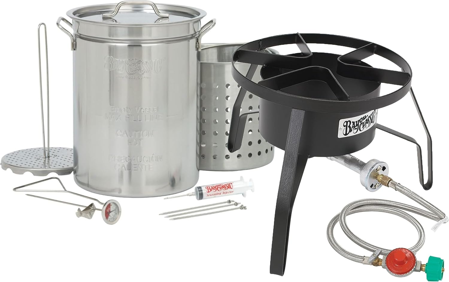 Bayou Classic Propane Turkey Fryer Kit - Burner and 32qt Stainless Steel Pot