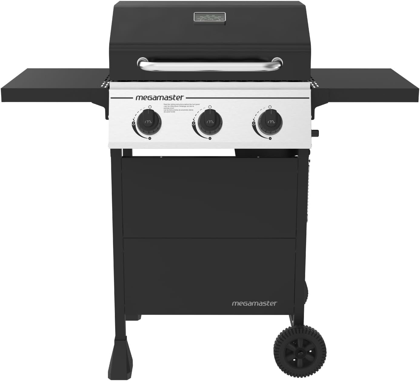 Megamaster 3-Burner Propane Gas Grill with Folding Side Tables, 30,000BTUs, 429.81 sq. in. Cooking Space, Stainless Steel Control Panel, Outdoor Kitchen Grill for BBQs, Patios, and More - 720-0988EA