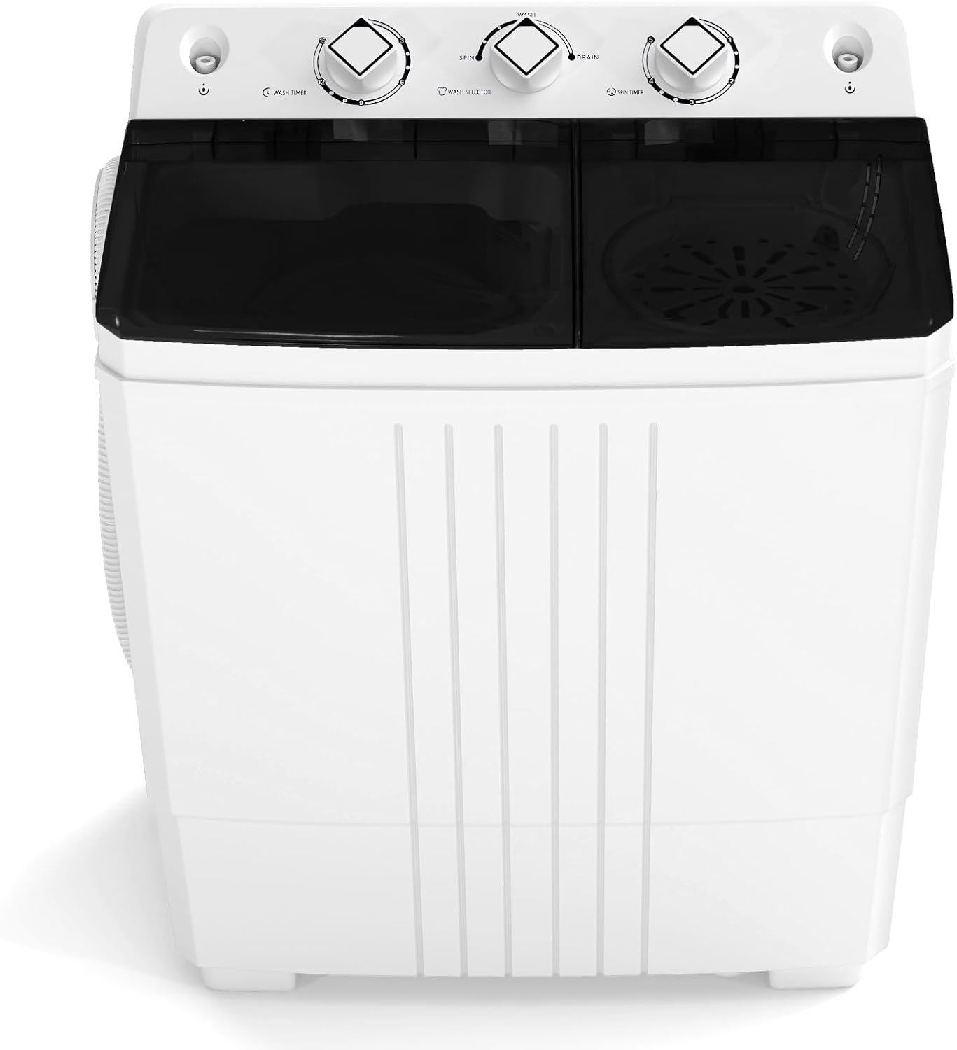COSTWAY Portable Washing Machine, Twin Tub 20 Lbs Capacity, Laundry Washer 12 Lbs and Spinner 8 Lbs with Drain Pump, Timer Control, Perfect for Apartment Dorm RV, Black