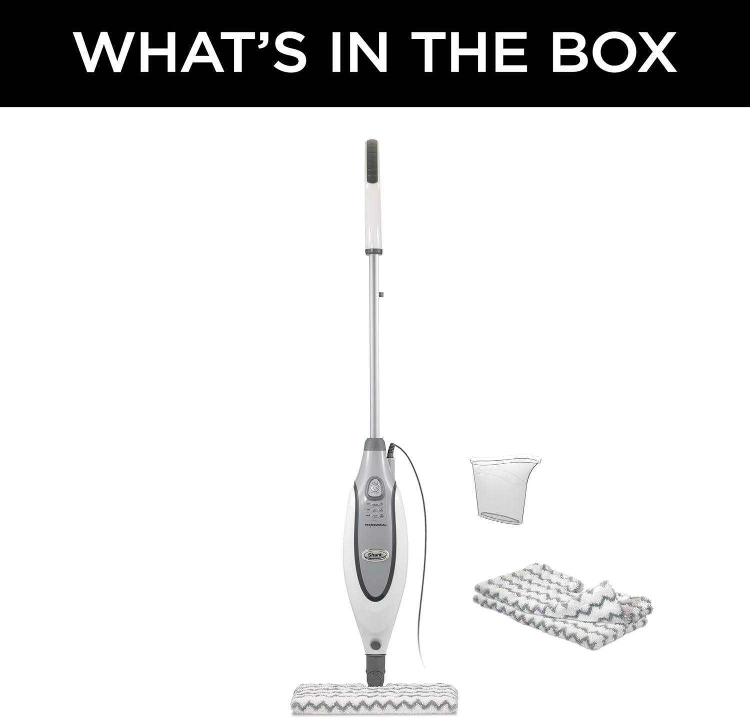 Shark® Professional Steam Pocket® Mop with Swivel Steering, 2 Washable Double-sided Pads, Steam Sanitization, Lightweight, Steam Cleaner for Sealed Hard Floors, Marble, Stone & Laminate, Grey, S3601