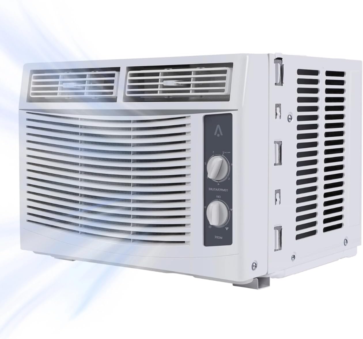 White 5000 BTU Window Air Conditioner for Small Rooms & Bedrooms - Mechanical Controls, 2 Fan Speeds, 7 Temp Settings, Adjustable Vents (115V/60Hz)