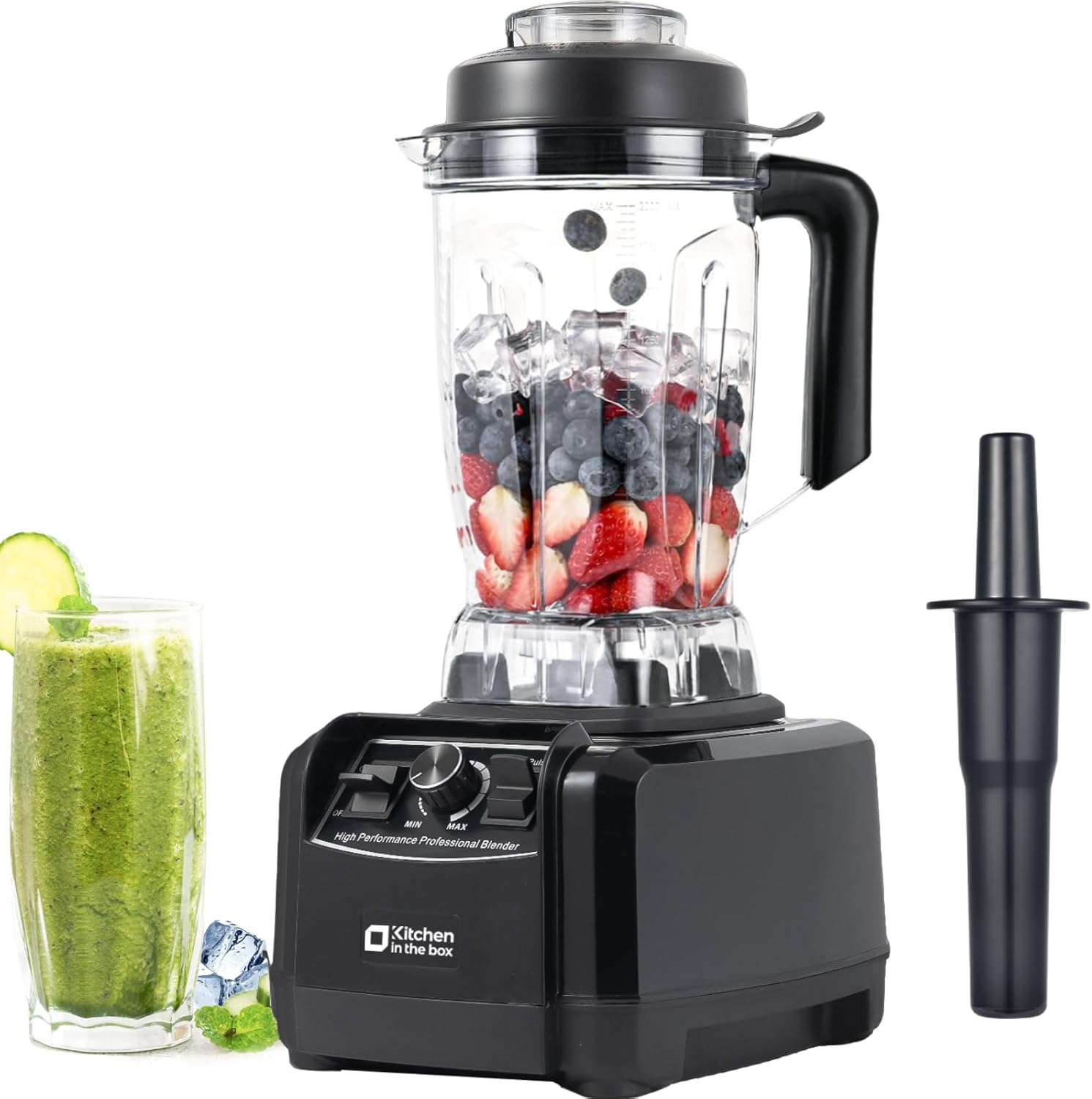 Kitchen in the box Blender 68 OZ - 1500 Watt Kitchen Smoothie Blenders Large Capacity, Professional Blender Making Frozen Drinks, Ice Crushing, Protein Shakes, BPA Free (Black)