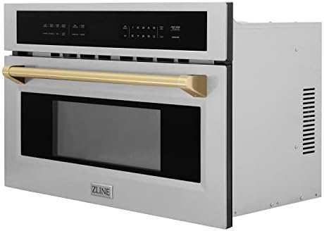 ZLINE Autograph Edition 30” 1.6 cu ft. Built-in Convection Microwave Oven in Stainless Steel and Champagne Bronze Accents
