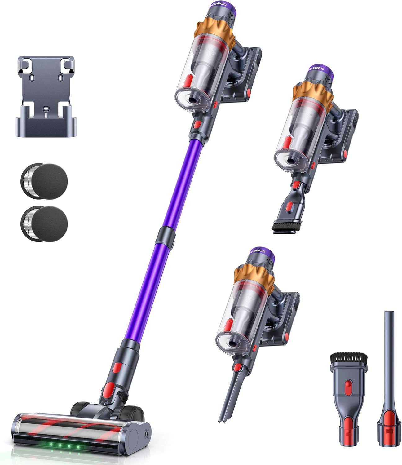 Cordless Vacuum Cleaner, 600W/50KPA/65Mins(ECO Mode) Vacuum Cleaners for Home, Self-Standing Stick Vacuum with Wall Mount Charging and Auto Mode, Handheld Vacuum for Pet Hair/Carpet/Floor