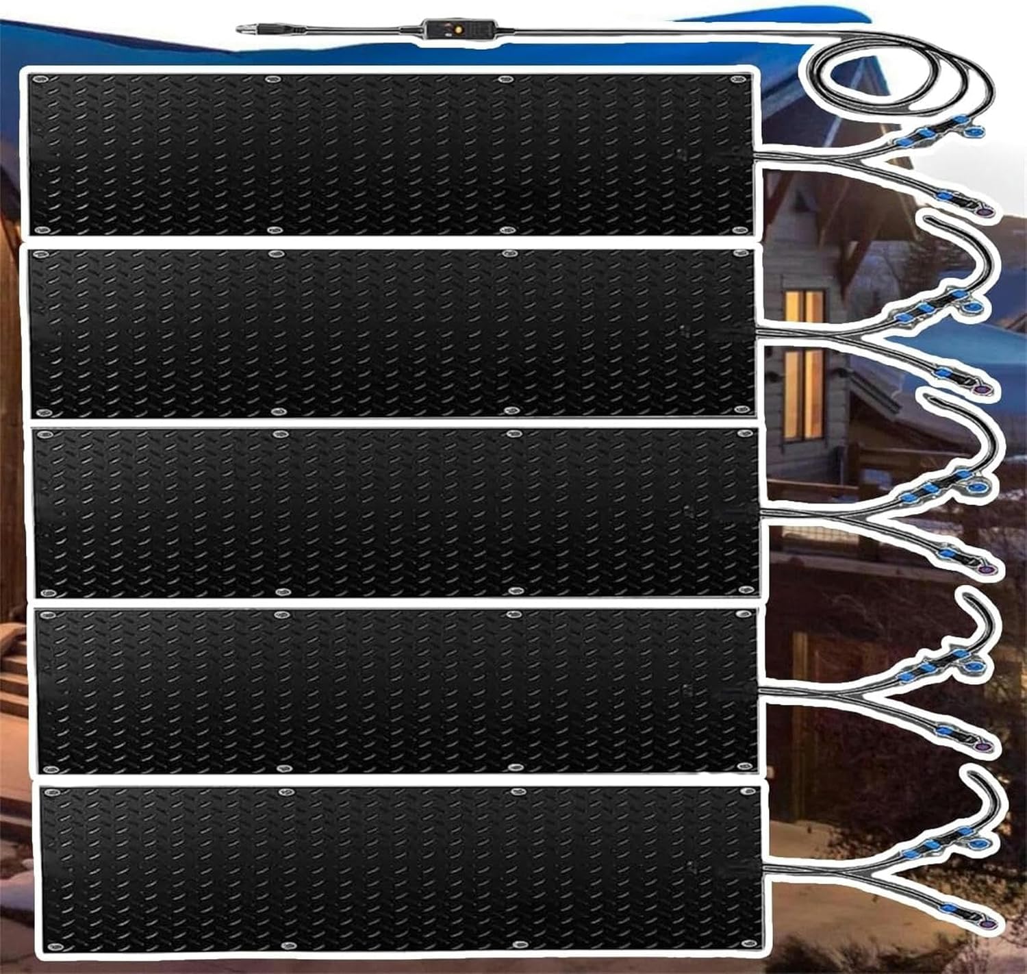 AMNOOL Snow Melting Walkway Mat Roof Heat Panel for Ice Dams Non Slip Rubber Heated Mat Black Roof Heated Outdoor Mats for Winter