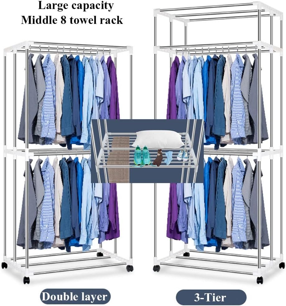 Portable Electric Clothes Dryer Airer,Apartment Clothes Dryer Machine,2300W Foldable Heater Laundry Drying Rack with Remote Control Adjustable Timer Low Noise for House Living Room The New