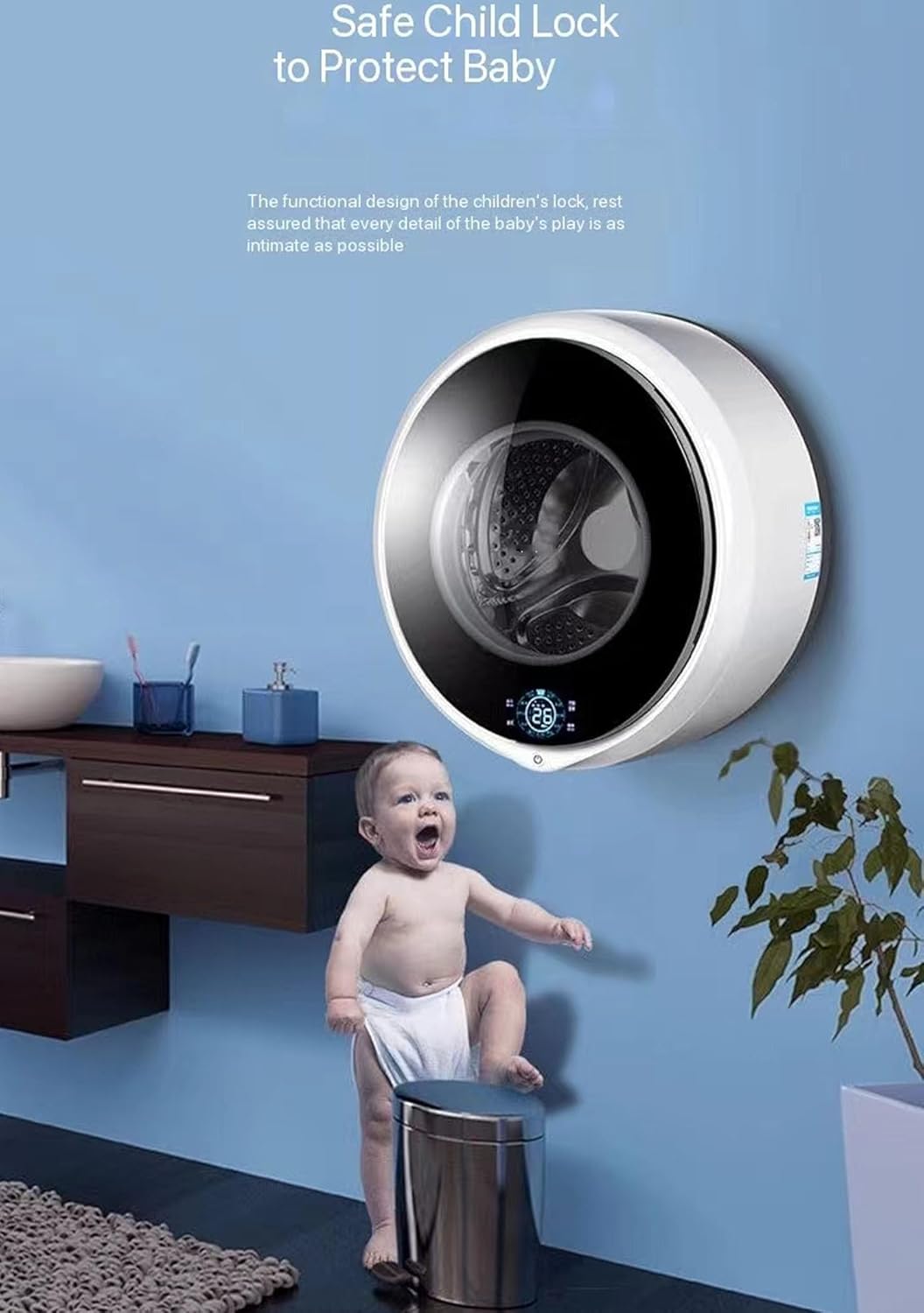 Electric Compact Portable Laundry Dryer, 3.2kg Capacity Fully Automatic Compact Washer, 28/38 Wash Programs Laundry Washer (28 Modes)