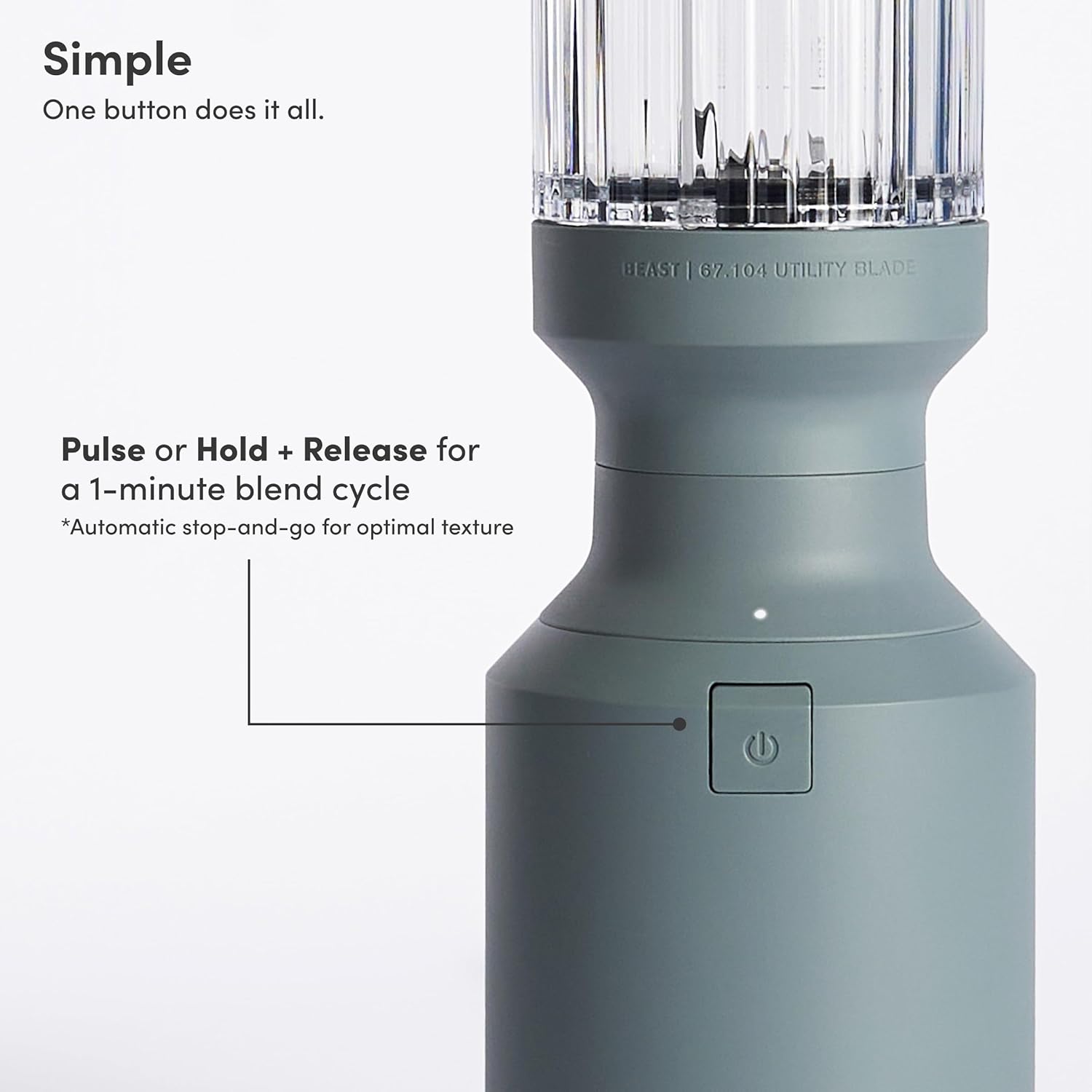 The Beast Mini Blender (Mist) + Stainless Bottle Bundle (Black) | 600W Mini Countertop Kitchen Blender | Blend Smoothies and Shakes, Dressings, Sauces, Dips