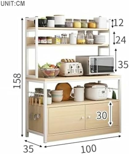 Freestanding Multi-Layer Kitchen Floor Cupboard，Microwave Storage Stand,Kitchen Organizer Shelf, Kitchen Utility Microwave Oven Stand Storage Shelf Industrial Kitchen Baker's Rack Free Stand