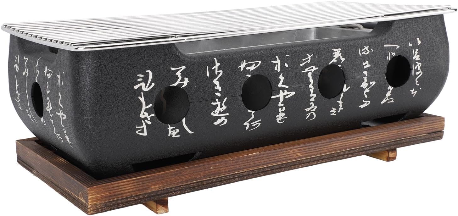 BBQ Grill, Portable Food Charcoal Stove, Rectangle Aluminum Alloy Hibachi Grill Charcoal Stove for Outdoor Gatherings, Camping (XL)