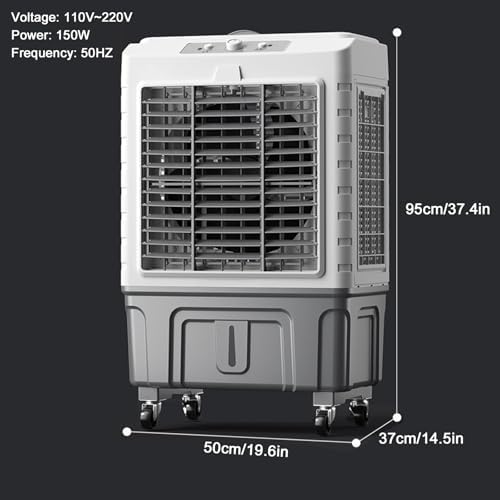 Portable Air Conditioner for Efficient Cooling, 3 Wind Speed Swamp Cooler, Evaporative Air Cooler with Knob Control & Water Tank, for Home Factory Supermarket(95cm/37.4in)