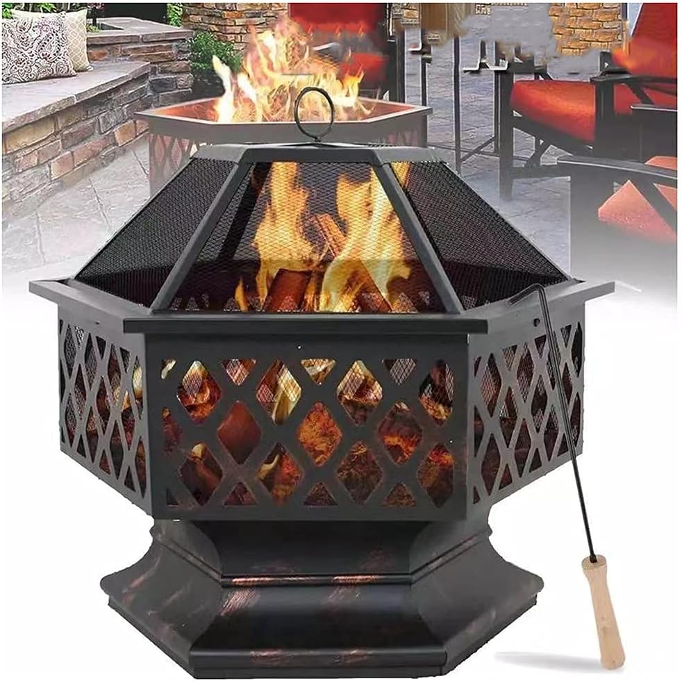 Bowl,Creativity Hexagon Firepit Bowl,Decor Wood Burning Heater Grill