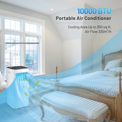 DORTALA Portable Air Conditioner 10000 BTU, 3-in-1 AC Unit with Dehumidifier, Fan Modes, 24H Timer, Remote Control, Window Kit, Quiet AC Unit Cools Rooms to 350 Sq.Ft