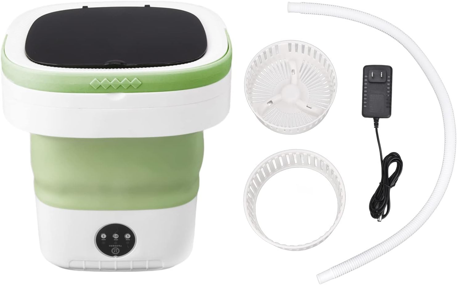 Portable Washing Machine, 7.5L Portable Washer Automatic Laundry Machine Folding Washing Machine with Soft Spin Dry and Drainage Pipe for Undergarments Baby Clothes (US Plug)