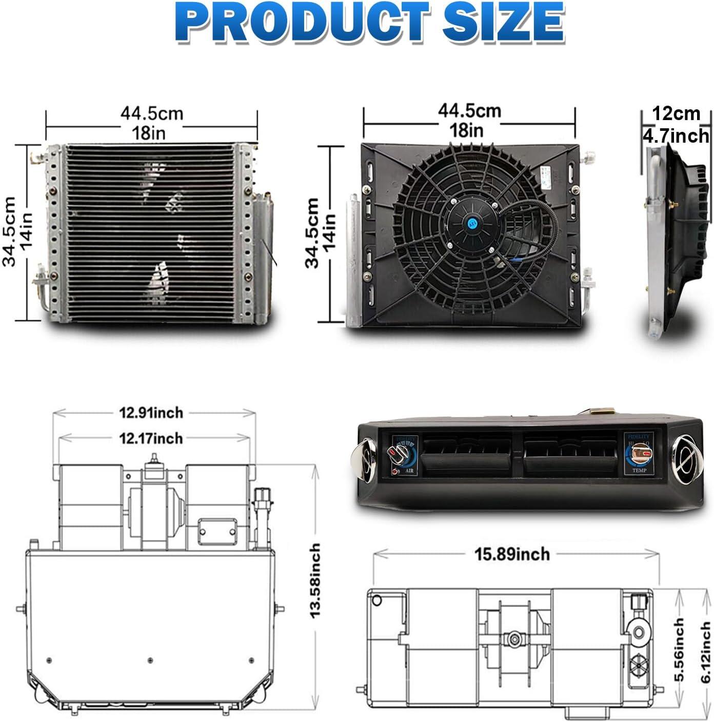 12V Air Conditioner for Car w/Heat 10000BTU, Under Dash 12 Volt Air Conditioner, 3-in-1 Compressor&Condenser DC AC 12V, Low Noise Rapid Cooling for Car, Automotive, Sedan, Pickup