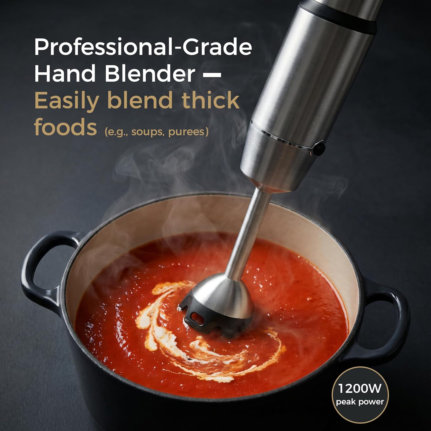 TALIA 4-in-1 Immersion Blender, Hand Blender with Stainless Steel Shaft, Variable Speed & Turbo, Dishwasher-Safe, for Soups, Smoothies, Baby Food, Puree & Shakes