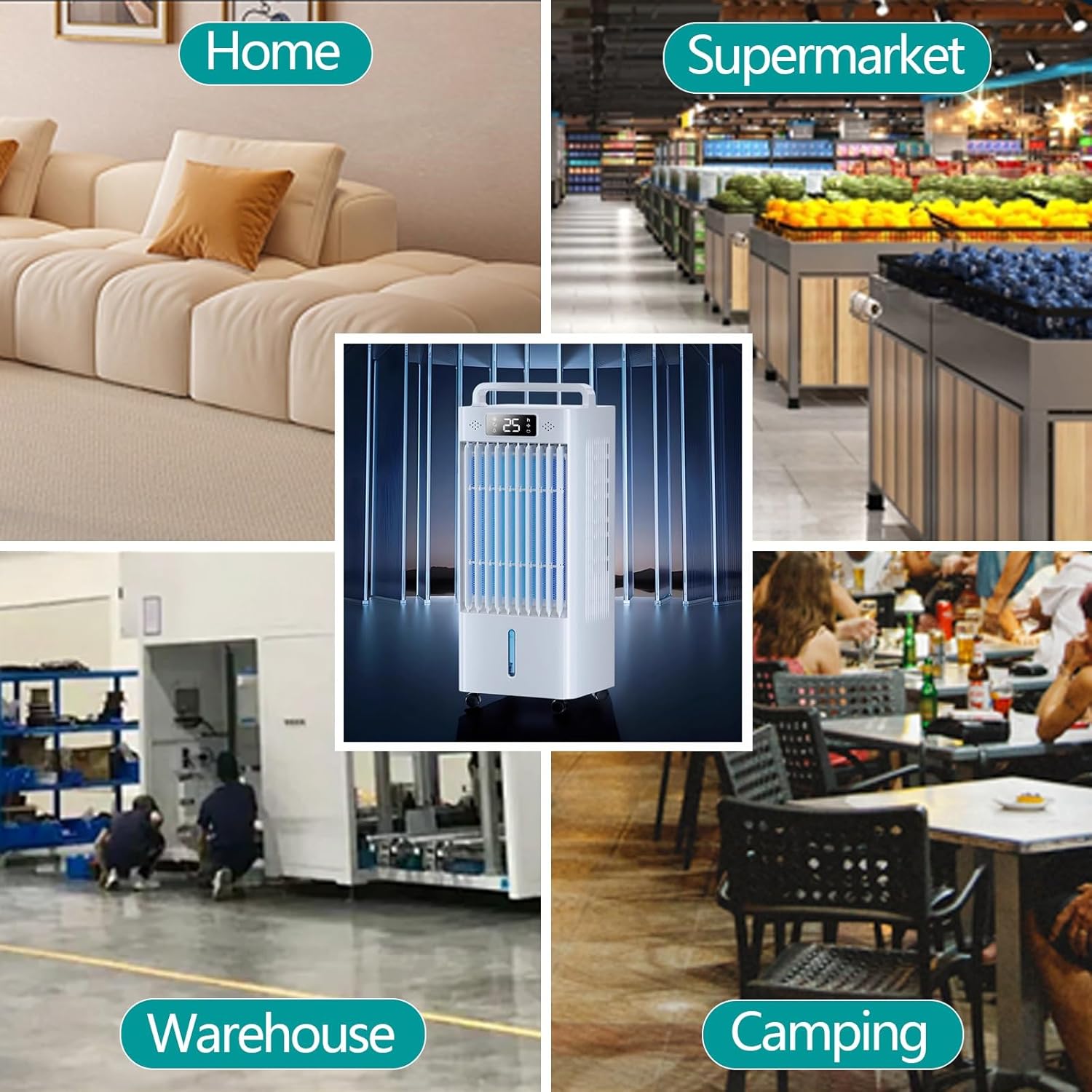 Standing Air Conditioner with Wheels 6-Speed Quiet Operation Portable Air Conditioners for Small Rooms 10L Large Water Tank for Room Garage Patio