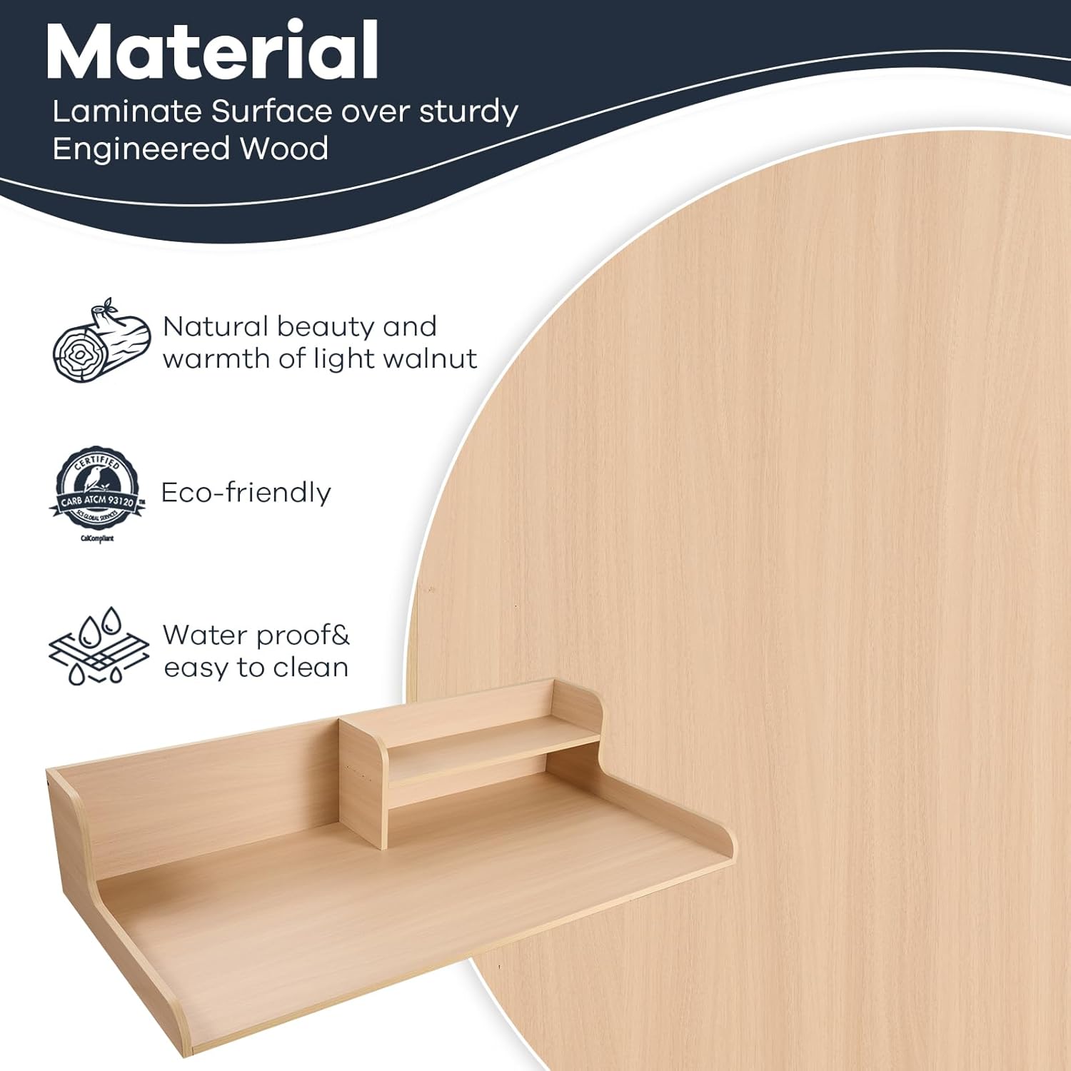 Kaboon Washer Dryer Countertop 2 Tier 58 inches wide, Laundry Shelf Topper with Edge, 58