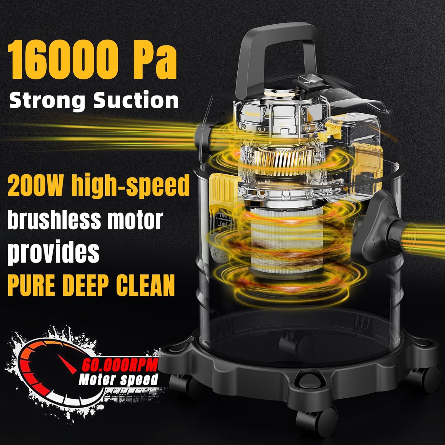 4 Gallon Cordless Shop Vac Compatible with Dewalt 20V Battery, Cordless Shop Vacuum Wet and Dry with 16 Kpa Strong Suction & Blower, Battery Powered Shop Vac for Car, Home and Garage (with Battery)