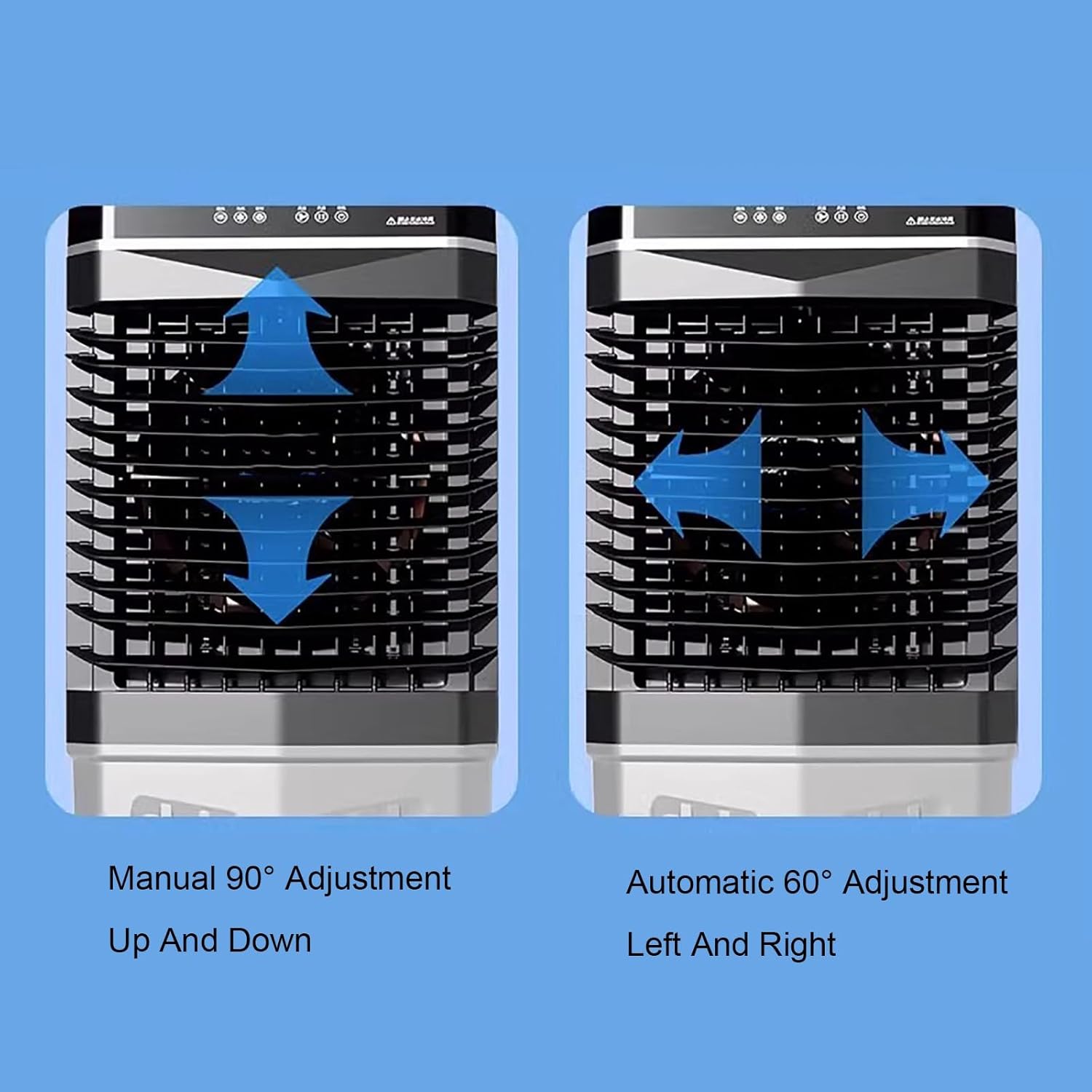 Evaporative Air Cooler with Remote, Evaporative Coolers, 120° Oscillating, 3 Speeds, 4 Ice Packs, Portable Swamp Cooler Air Conditioner(80x35x45 cm/31x14x18 in)