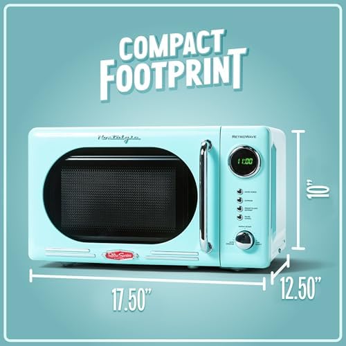 Retro 0.7 Cu. ft. 700-Watt Countertop Microwave Oven in Aqua - Stylish and Functional Kitchen Essential