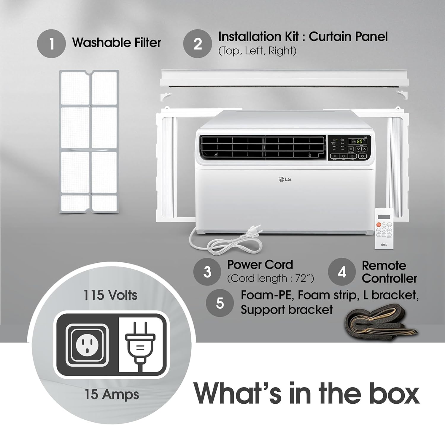 LG 6000 BTU Window Air Conditioner Energy Saving Dual Inverter, Remote Control, WiFi, LG ThinQ, Alexa, Hey Google Enabled Washable Filer Ultra-Quiet Cools Small Room up to 250 Sq.Ft White LW6023IVSM