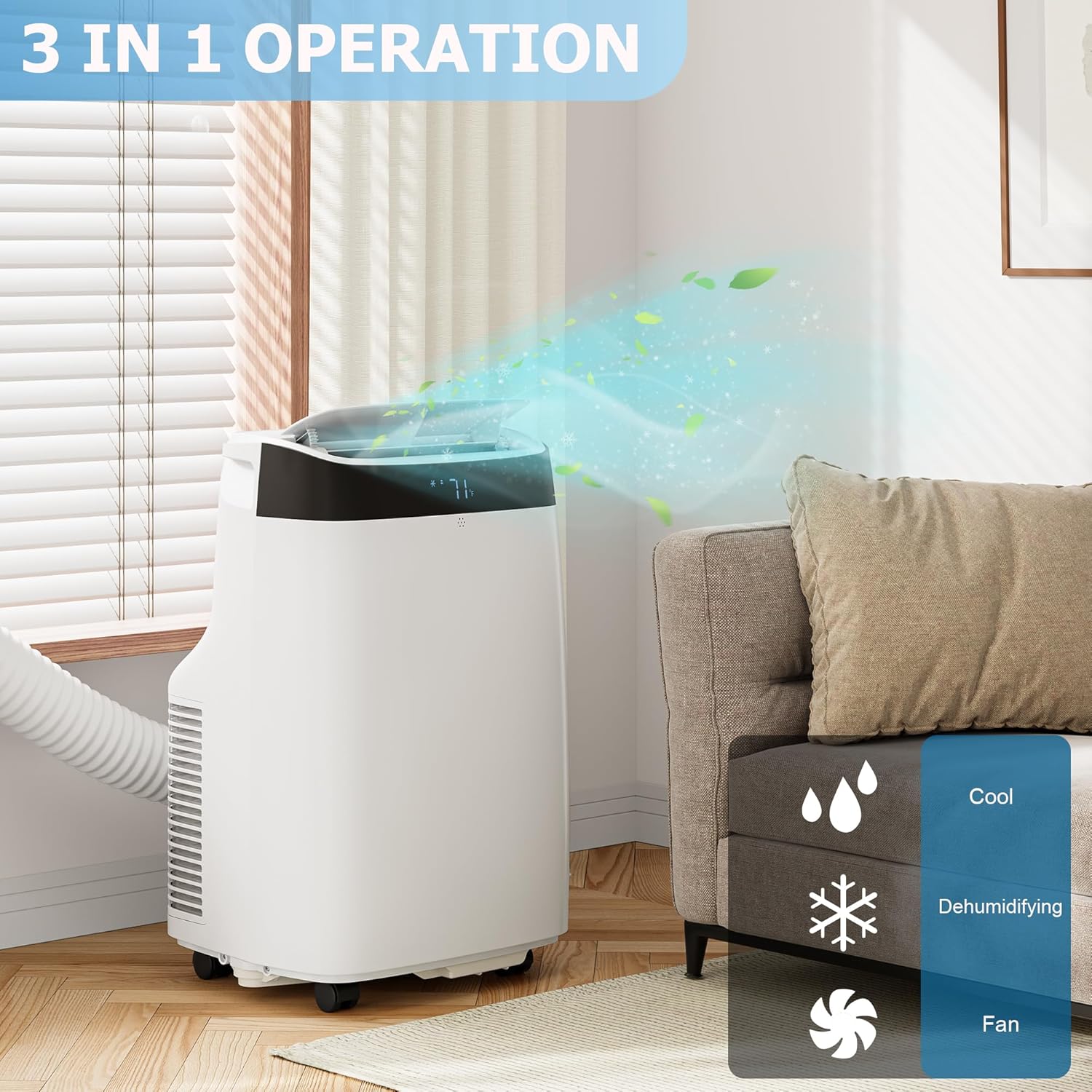 GARVEE 10000 BTU Portable Air Conditioners with Remote Control for Rooms, 3 in 1 Portable AC Unit with Cooling/Dehumidifying/Fan Mode