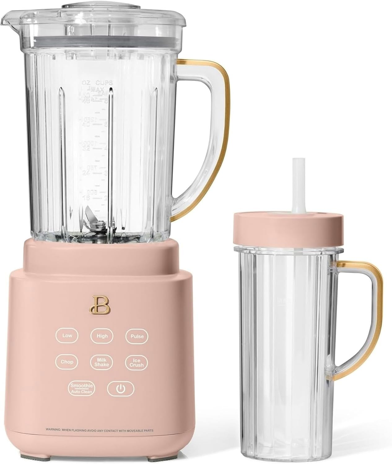Power Extract Blender System with 700w Motor, 50 0Z Jar, 20oz Single-serve cup, No drippy sippy lid, 3 Speeds & 4 Pre-sets (Rose)