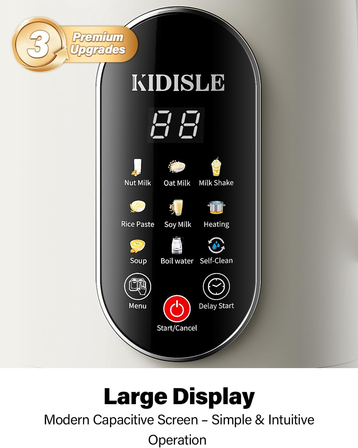 51oz Nut Milk Maker Machine, 10-in-1 Soup Maker with 140℉ Heating & 8H Keep Warm, Touch Screen Plant-Based Milk Maker for Almond, Oat & Soy, 12H Delay Start & Self-Clean, Noise Reduction