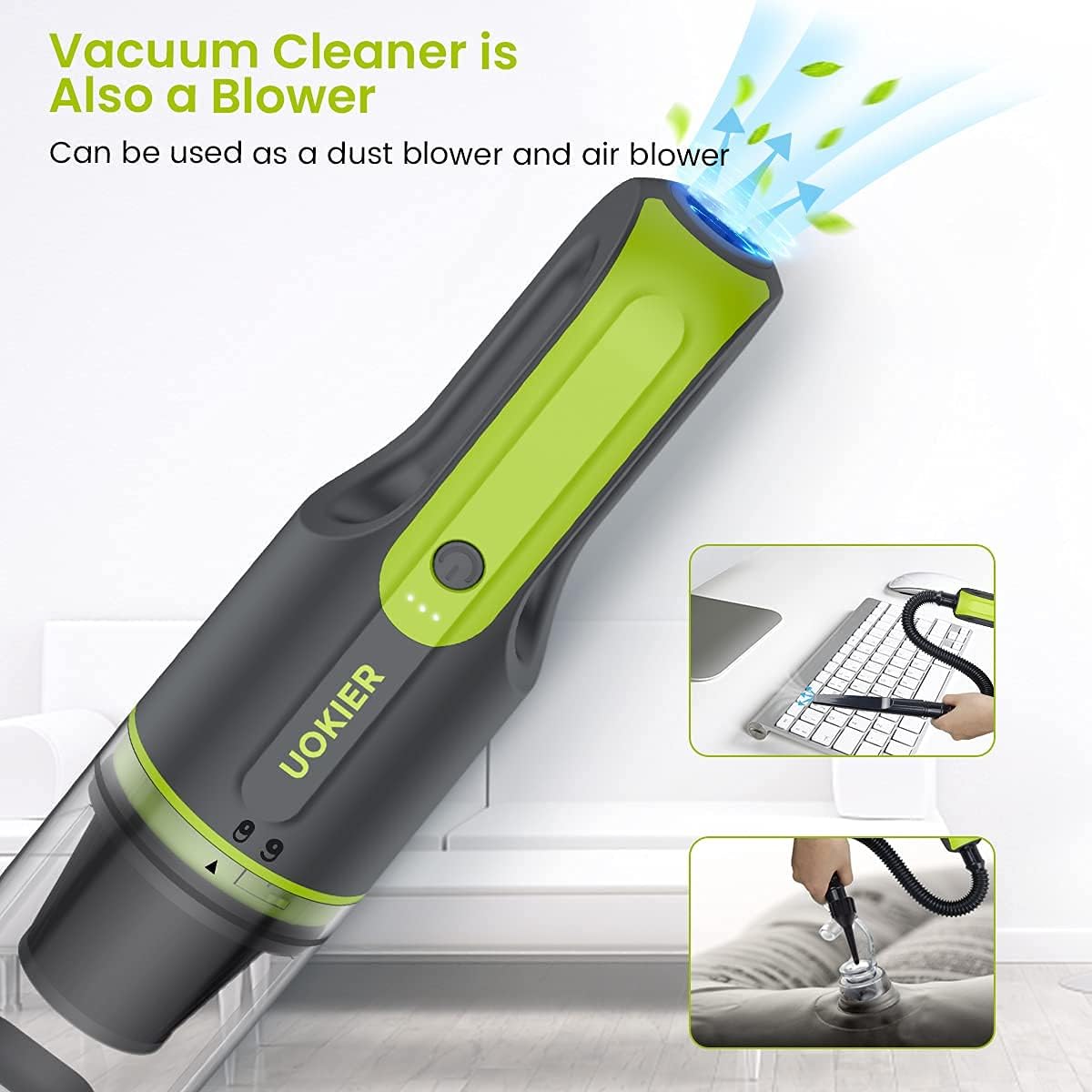 Handheld Vacuum Cleaner Cordless, Hand Vacuum&Air Blower 2-in-1, Mini Portable Hand Held Vac with 6500PA Strong Suction Rechargeable Li-ion Battery for Pet Hair, Home and Car, 2 Speeds