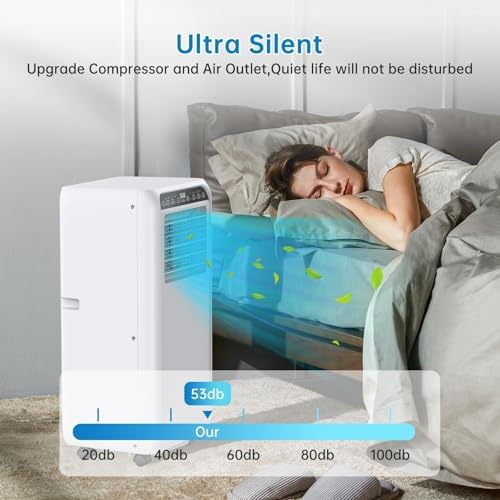 14000 BTU Portable Air Conditioners, 3-in-1 Cooling Dehumidifier & Fan Mode for Rooms Up to 750 Sq. Ft, Remote Control, Sleep Mode, Low Noise,24H Timer, 3 Speed, Auto Swing for Home,Totel